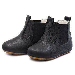 Botina Infantil Unissex em Couro Cor Preto Cano Curto - Modelo 1606 | Bili Bilu