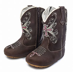 Bota Texana Infantil Feminina em Couro Cor Brown - Modelo 1307 | Bili Bilu