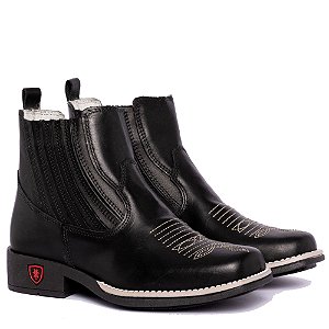 Botina Infantil Unissex em Couro Cor Preto - Modelo 6003 | Bili Bilu