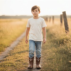 Bota Texana Infantil Unissex em Couro Cor Havana - Modelo 5003 | Bili Bilu
