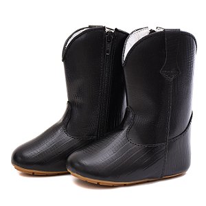 Bota Texana Infantil Unissex em Couro Cor Preto - Modelo 1202 | Bili Bilu