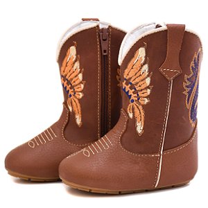 Bota Texana Infantil Unissex em Couro Cor Wisky e Tam - Modelo 1319 | Bili Bilu