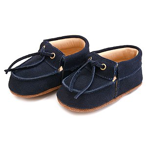 Calçado Moccs Infantil Unissex em Couro Cor Azul - Modelo 3403 | Bili Bilu