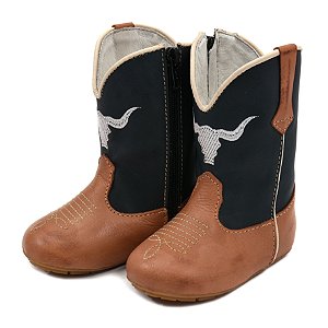 Bota Texana Infantil Unissex em Couro Cor Petróleo - Modelo 1314 | Bili Bilu