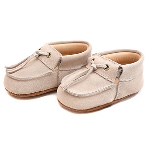 Calçado Moccs Infantil Unissex em Couro Cor Creme - Modelo 3404 | Bili Bilu