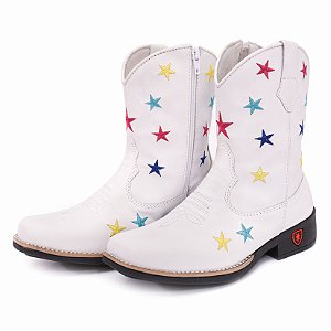 Bota Texana Infantil Feminina em Couro Cor Branca - Modelo 5034 | Bili Bilu