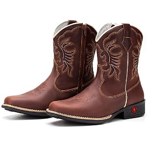 Bota Texana Infantil em Couro Fóssil Havana Bili Bilu - Modelo 5037