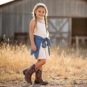 Bota Texana Infantil em Couro Fóssil Havana Bili Bilu - Modelo 5037