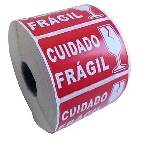 500un Etiqueta Adesiva Selo Cuidado Frágil 60x40mm