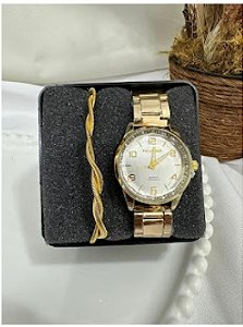 Kit folheado a ouro ( Relógio + pulseira)