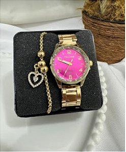 Kit folheado a ouro ( Relógio + pulseira) Color