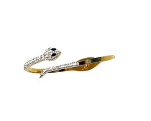 BRACELETE DOURADO COBRA E STRASS