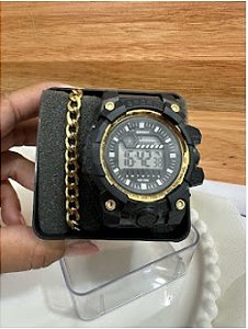 Relogio Esportivo + Pulseira dourada