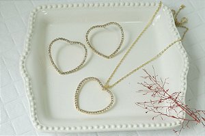 Conjunto Brincos + cordão Folheado de ouro