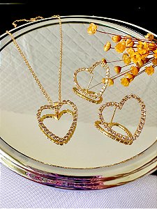 Conjunto brinco + colar folheados Ana azevedo