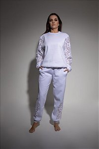 CONJUNTO MOLETOM RENDA BRANCA