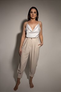 CALÇA CREPE ALFAIATARIA CENOURA OFF WHITE