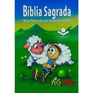 Bíblia Sagrada Mig & Meg SBB, Capa de Plástico com Impressão Holográfica Tamanho Pequeno, NTLH