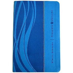 Bíblia Sagrada Presente de Batismo, Capa Luxo Azul com Borda Metalizada Tamanho Grande , NVI