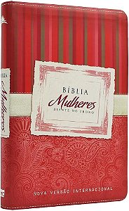 Bíblia Mulheres Diante do Trono, Capa Luxo Flexível Listras Vermelha Tamanho Médio, NVI