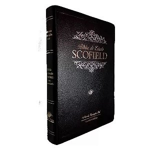 Bíblia de Estudo Scofield, Capa Luxo Couro Sintético Preto Tamanho Grande, Almeida Corrigida Fiel, ACF