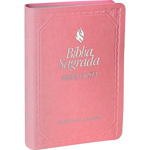 Bíblia Sagrada SBB Harpa Cristã Capa Luxo Rosa Bebê, Letra Maior, Fonte de Bênçãos, Tam Pequeno, Almeida RC