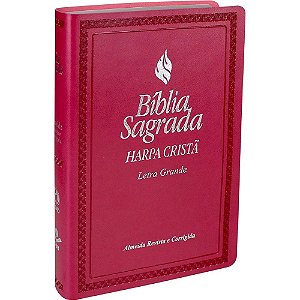 Bíblia Sagrada Letra Maior, Fonte de Bênçãos e Harpa Cristã, Capa Luxo Tamanho Pequeno, Almeida RC