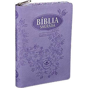 Bíblia Sagrada Letra Grande, Capa Luxo Couro Sintético Roxo Tamanho grande, NTLH