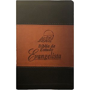 Bíblia de Estudo do Evangelista, Capa Luxo Faixa Marrom Tamanho Médio, letra média, Almeida RC