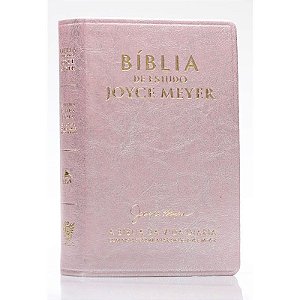 Bíblia de Estudo Joyce Meyer, Capa Luxo Rosa Tamanho Médio, letra grande, NVI