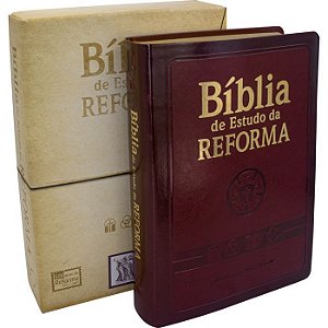 Bíblia de Estudo da Reforma SBB, Capa Luxo Vinho, Tamanho Grande, ARA, COM CAIXA - RA085BER