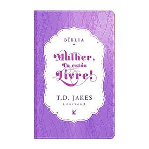 Bíblia Mulher, Tu Estás Livre, Capa Luxo Roxo e Creme Tamanho Grande, AEC - Ed. Vida