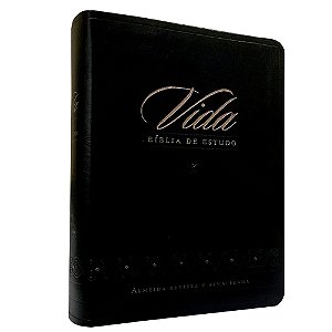 Bíblia de Estudo Vida, Capa Luxo Preto Tamanho Médio, Almeida RA