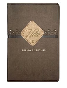 Bíblia de Estudo Vida, Capa Luxo Marrom Café Tamanho Grande, Almeida RA