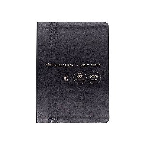 Bíblia Bilíngue Portugês/Inglês, Capa Luxo Preta Tamanho Grande, NVI