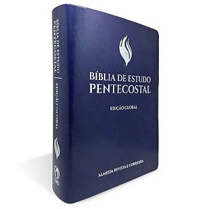 Bíblia de Estudo Pentecostal, Capa Luxo Azul Tamanho Grande, Almeida RC - Edição Global