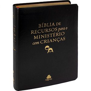 Bíblia de Recurso Para o Ministério Com Criança SBB, Capa Luxo Couro Preto Tamanho Grande, Almeida RA - RA085APEC