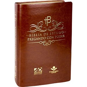 Bíblia de Estudo Pregando com Poder, Capa Luxo Marrom Nobre Tamanho Grande, Almeida RC - ARC085BEPP