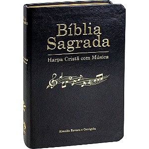 Bíblia Sagrada Harpa Cristã Com Musica SBB, Capa luxo Preta Tamanho Grande, Almeida RC - ARC65HCM
