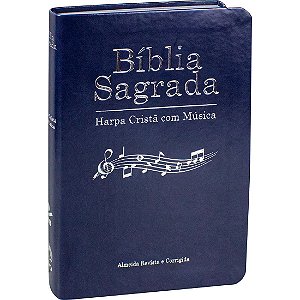 Bíblia Sagrada Harpa Cristã Com Musica SBB, Capa Luxo Azul Tamanho Grande, Almeida RC - ARC65HCM:AZ:BIB