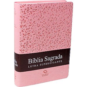 Bíblia Sagrada Letra Supergigante SBB, Capa Luxo Rosa Tamanho Grande, Nova AA - NA085LSGILV