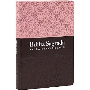 Bíblia Sagrada Letra Supergigante SBB, Capa Luxo Rosa e Marrom Tamanho Grande, Almeida RC - ARC085TILSGILV