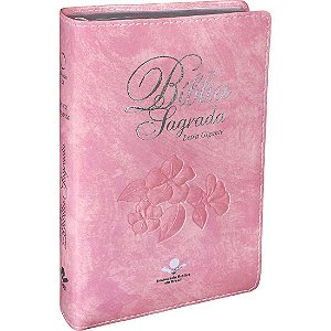 Bíblia Sagrada Letra Gigante SBB, Capa Luxo rosa Tamanho Médio, Almeida RA -  RA065TILGI