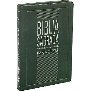 Bíblia Sagrada Harpa Cristã,Slim, Capa Luxo Verde Tamanho Médio, Almeida RC
