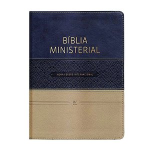Bíblia Ministerial, Capa Luxo Azul e Bege Tamanho Grande, NVI