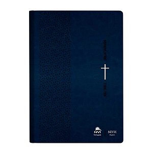 Bíblia Bilíngue, Capa Luxo Azul Tamanho Grande, NVI - Português / Inglês