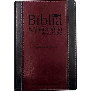 Bíblia Missionária de Estudo SBB, Capa Luxo Couro Sintético Vinho Tamanho Grande, Almeida RA - RA08BME