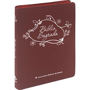 Bíblia Sagrada SBB, Capa Flexível Tamanho Médio Vermelha Com Zíper, NAA - NA065LGeZ