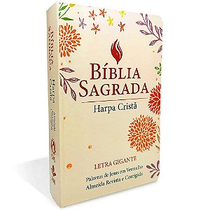 Bíblia Letra Gigante Popular CPAD, Tamanho Médio, Capa Semiflex Floral Rosa, Harpa Cristã, Pal.Jesus Vermelho, ARC