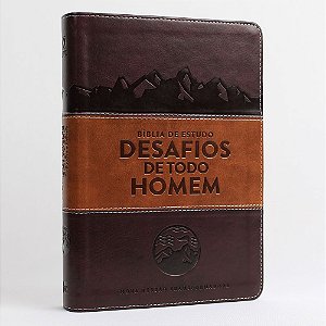 Bíblia de Estudo Desafios de Todo Homem Mundo Cristão, Tamanho Grande, Capa Luxo Marrom - NVT